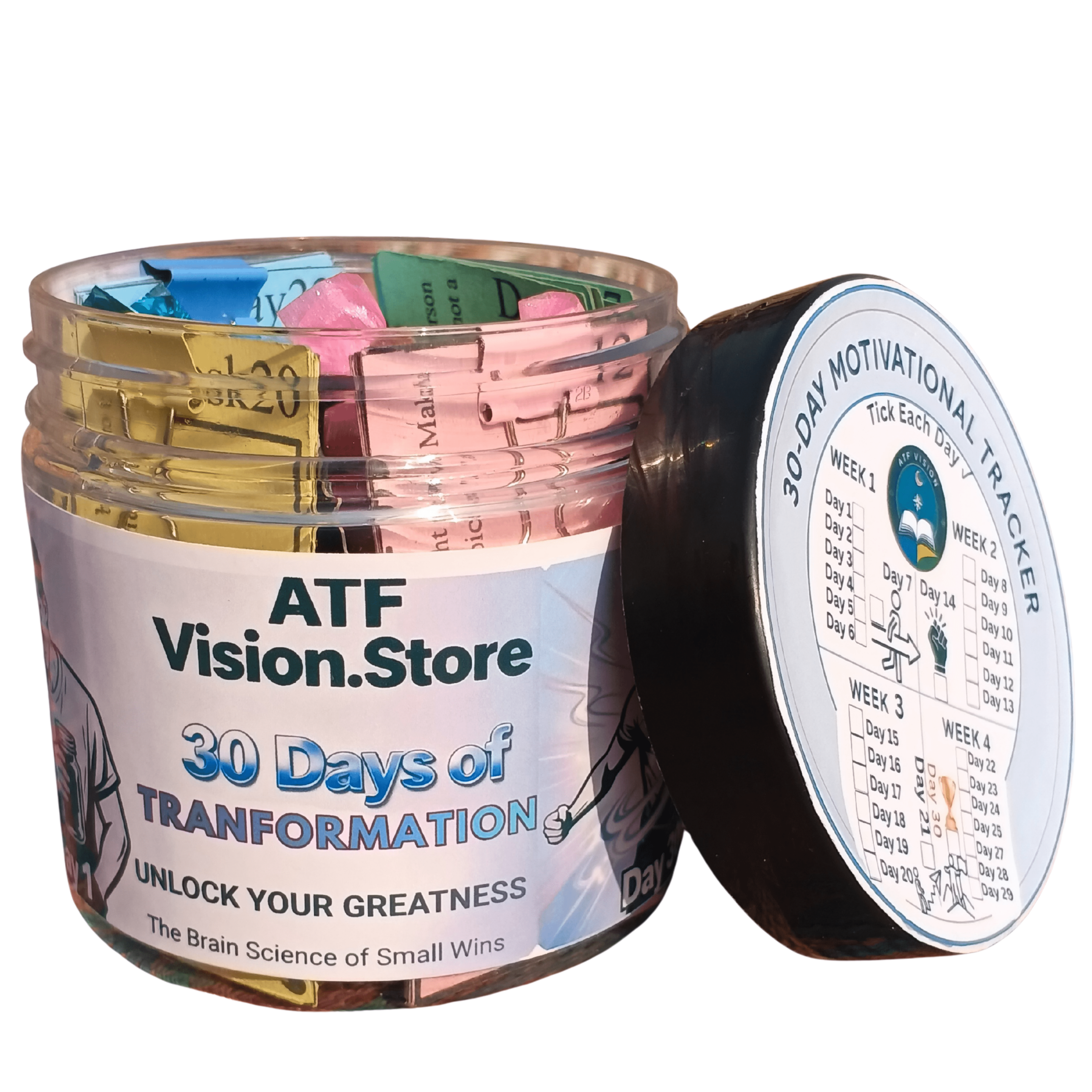 The Transformation JAR By ATF Vision.store : 30 Daily Missions + Evidence Book + Sweet Reward System | 30 Days to Your New Self