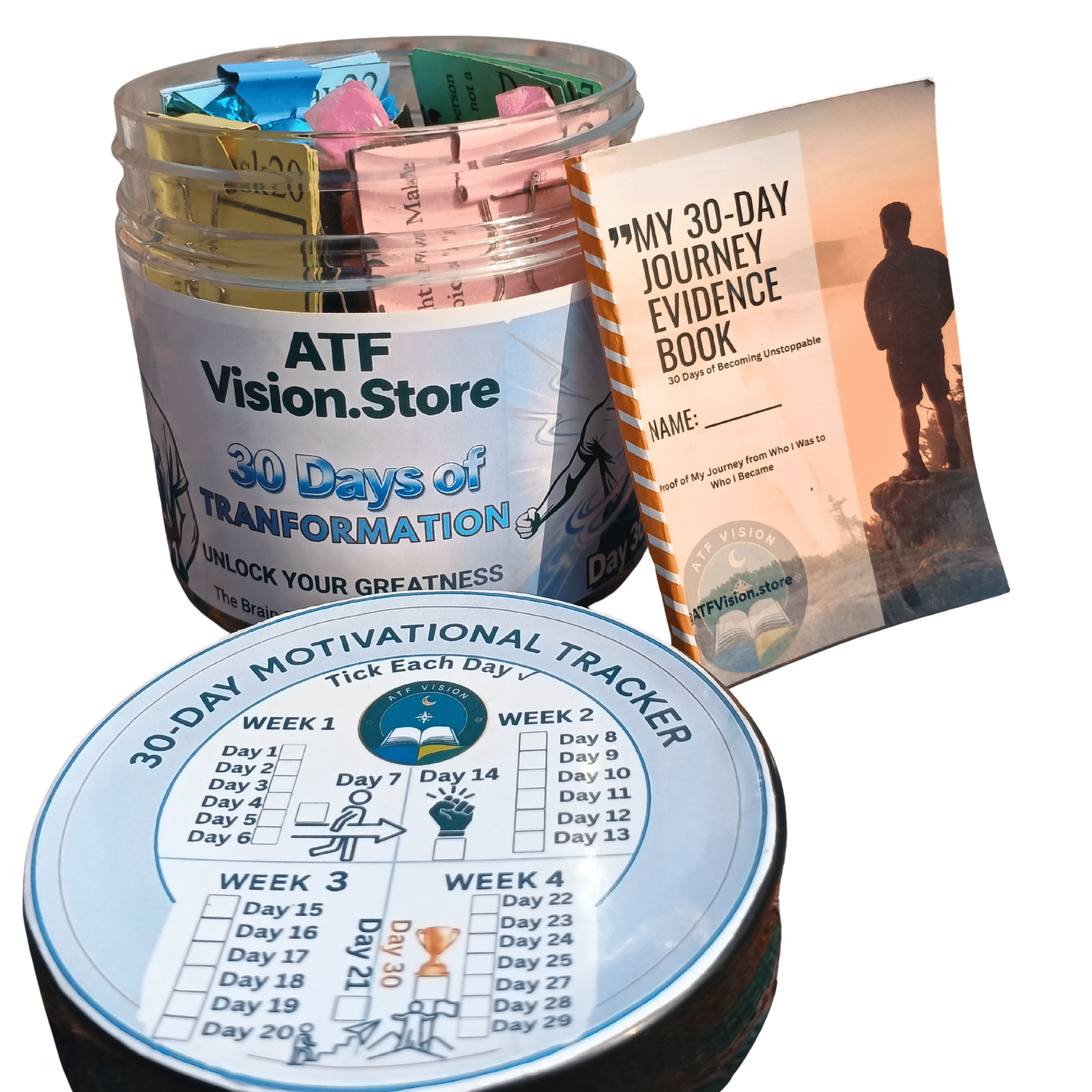 The Transformation JAR By ATF Vision.store : 30 Daily Missions + Evidence Book + Sweet Reward System | 30 Days to Your New Self